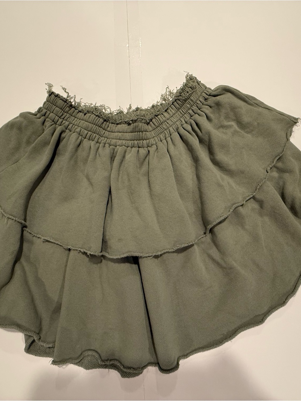 Green Tiered Ruffle Women's Skirt - Casual Elastic Waist